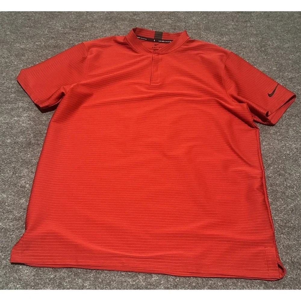 Nike Polo Shirt Mens L Red Tiger Woods Dri-FIT Golf Blade Collar CT3795-687